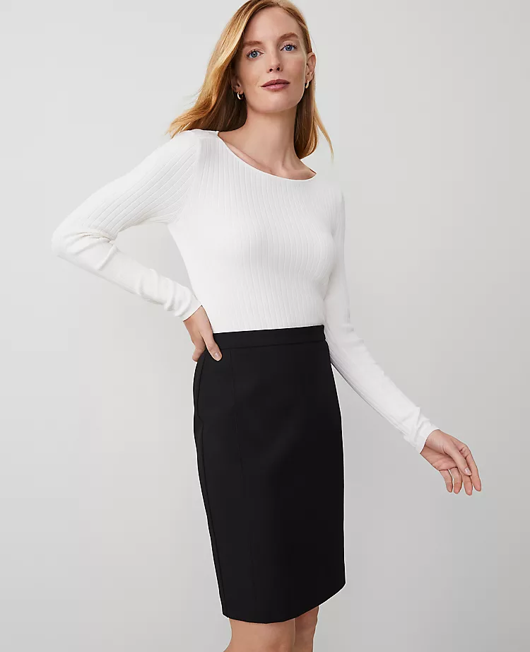 Seamed Pencil Skirt In Bi-Stretch 1 Seamed Pencil Skirt In Bi-Stretch