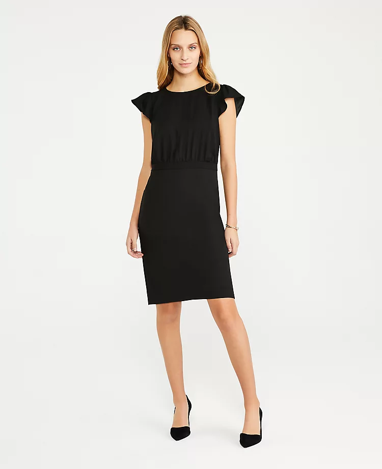 The Flutter Sleeve Sheath Dress In Seasonless Stretch