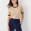 Tipped Shoulder Button Sweater Tee