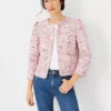 Fringe Tweed Puff Sleeve Jacket