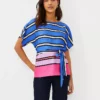 Stripe Belted Dolman Sleeve Top