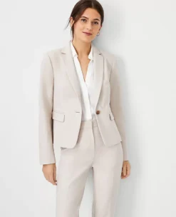 The One Button Blazer In Stretch Cotton