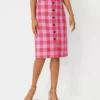 Plaid Button Front A-Line Skirt