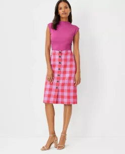 Plaid Button Front A-Line Skirt -Outlet Modern Muse Closet Store 604014 8376 ALT2