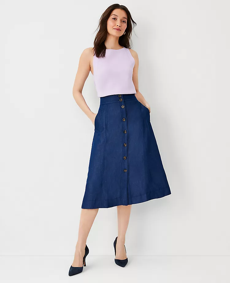 Button Front Midi Skirt - Image 3