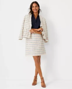 Shimmer Fringe Tweed Skirt 5 Shimmer Fringe Tweed Skirt -Outlet Modern Muse Closet Store 604039 9998 ALT2