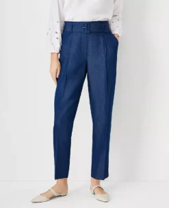 The Belted Taper Pant In Chambray