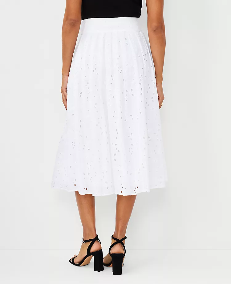 Eyelet Pleated Full Skirt - Image 2