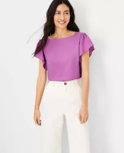 Flutter Sleeve Square Neck Top
