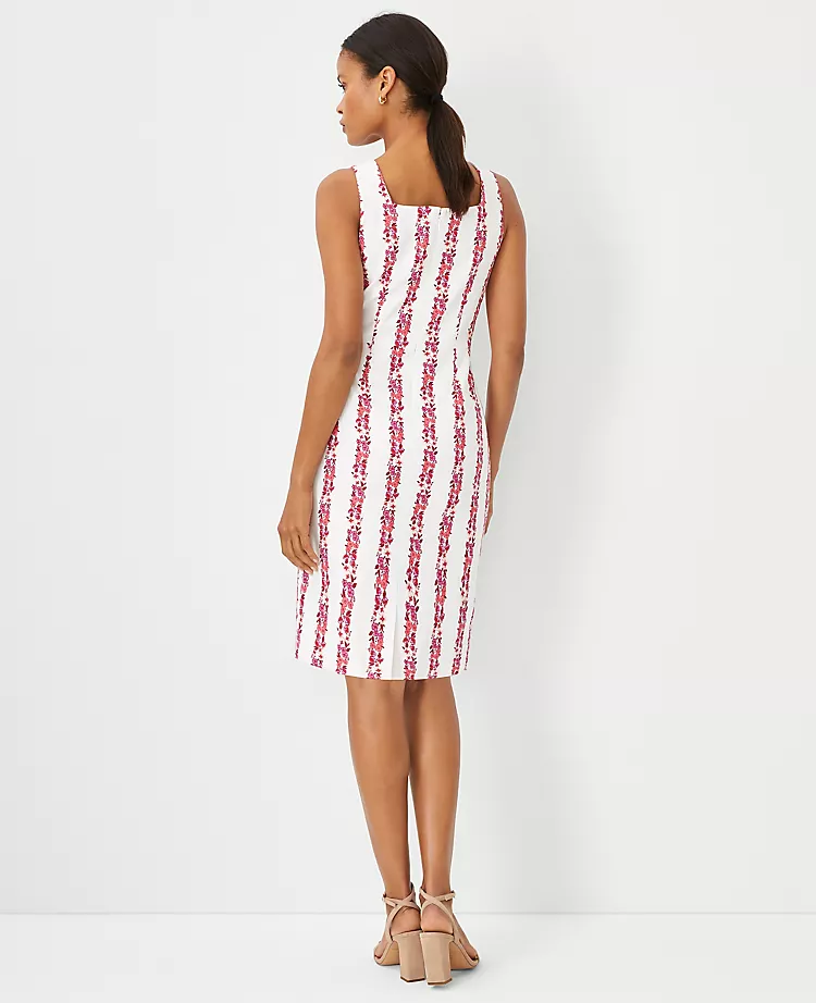 Floral Square Neck Sheath Dress - Image 2