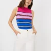 Striped Mock Neck Sweater Shell