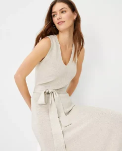 Shimmer Belted V-Neck Sweater Dress -Outlet Modern Muse Closet Store 604843 9192 ALT2