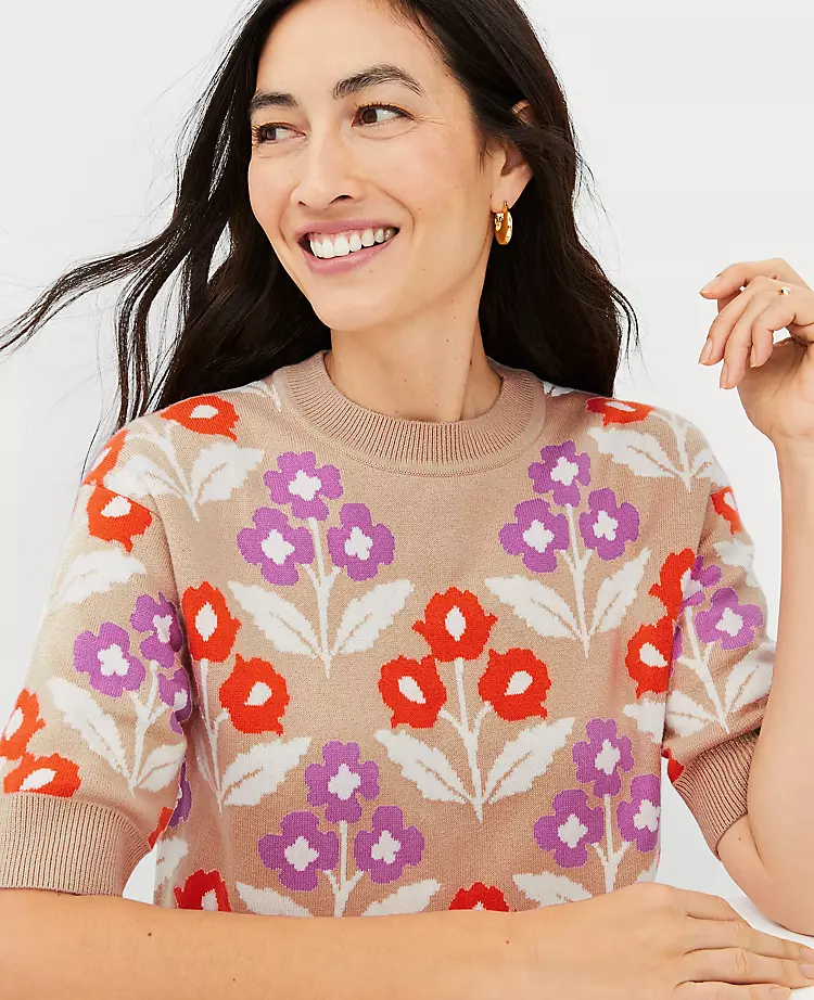Floral Elbow Sleeve Sweater - Image 3