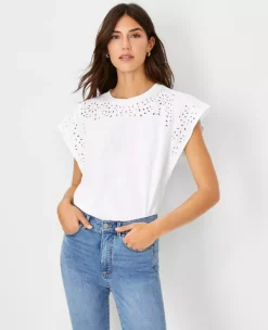 Eyelet Cap Sleeve Tee