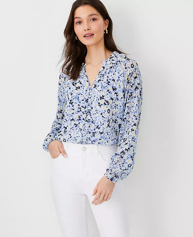 Floral Ruffled Raglan Sleeve Top