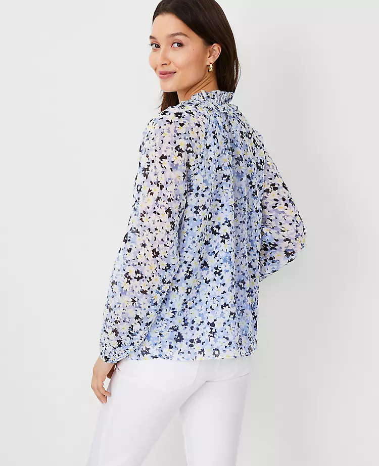 Floral Ruffled Raglan Sleeve Top - Image 2