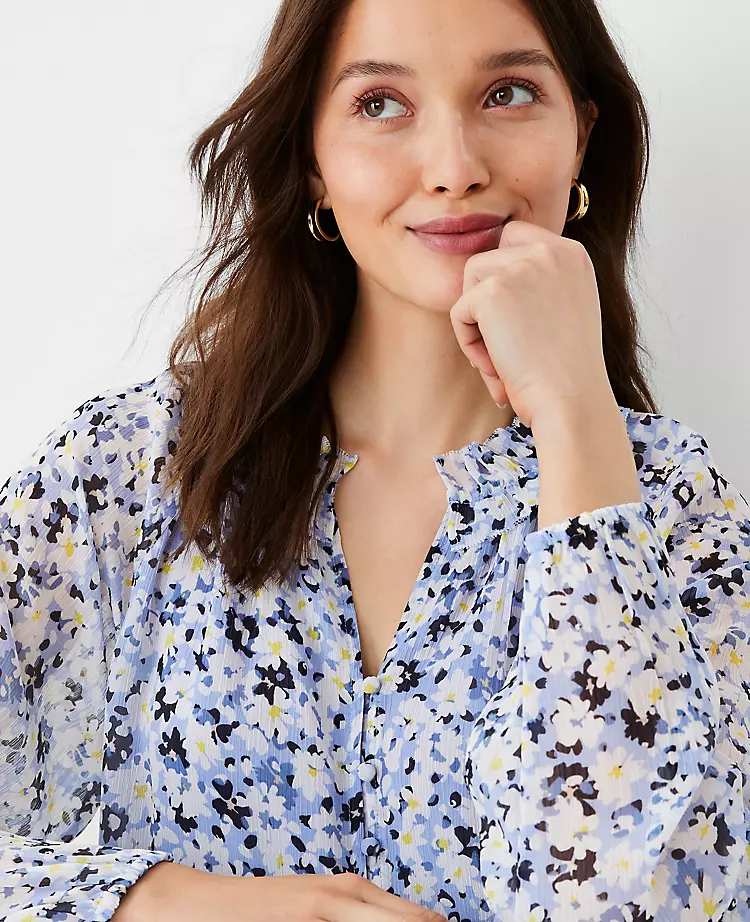 Floral Ruffled Raglan Sleeve Top - Image 3