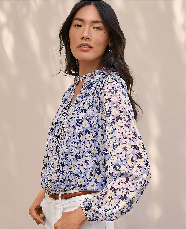 Floral Ruffled Raglan Sleeve Top - Image 4