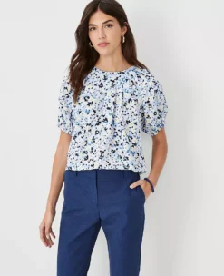 Floral Pleat Neck Top