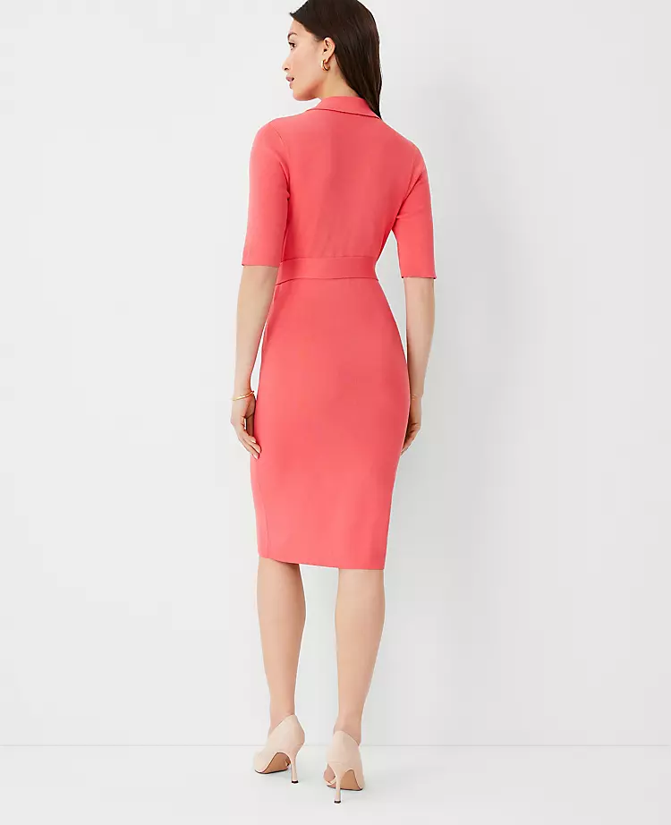 Lapel Belted Sweater Dress - Image 2