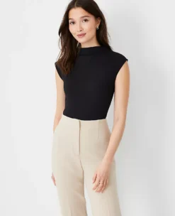 Refined Stretch Mock Neck Top