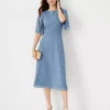 Spotted Flutter Sleeve Midi Dress
