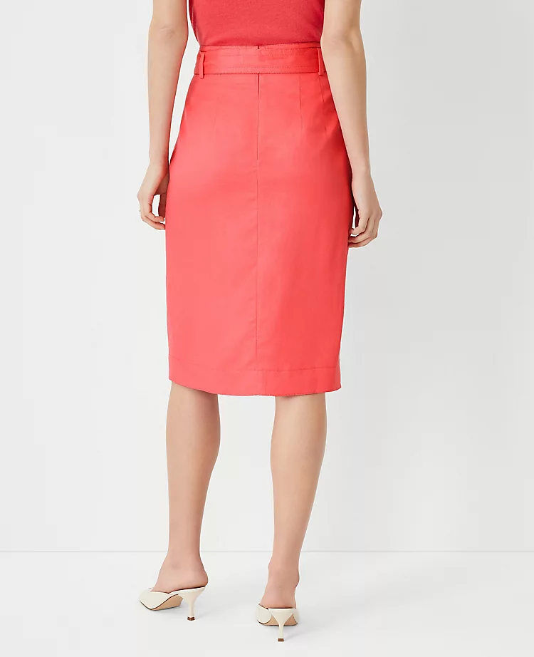 Button Wrap Tie Waist Pencil Skirt - Image 2