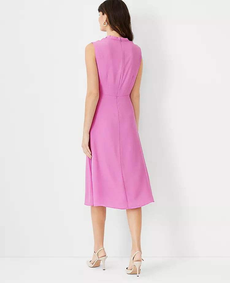 Mock Neck Midi Flare Dress - Image 2