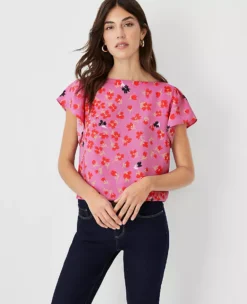 Floral Boatneck Top