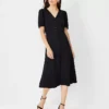 Twill Puff Sleeve Midi Dress
