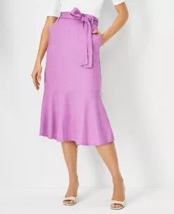 Tie Waist Flounce Midi Skirt