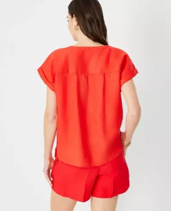 Linen Drop Shoulder Popover -Outlet Modern Muse Closet Store 608321 2570 ALT1