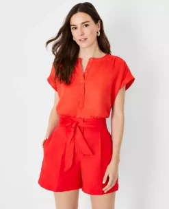 Linen Drop Shoulder Popover -Outlet Modern Muse Closet Store 608321 2570 ALT2