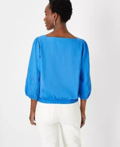 Linen Blend Boatneck Blouse -Outlet Modern Muse Closet Store 608400 1615 ALT1