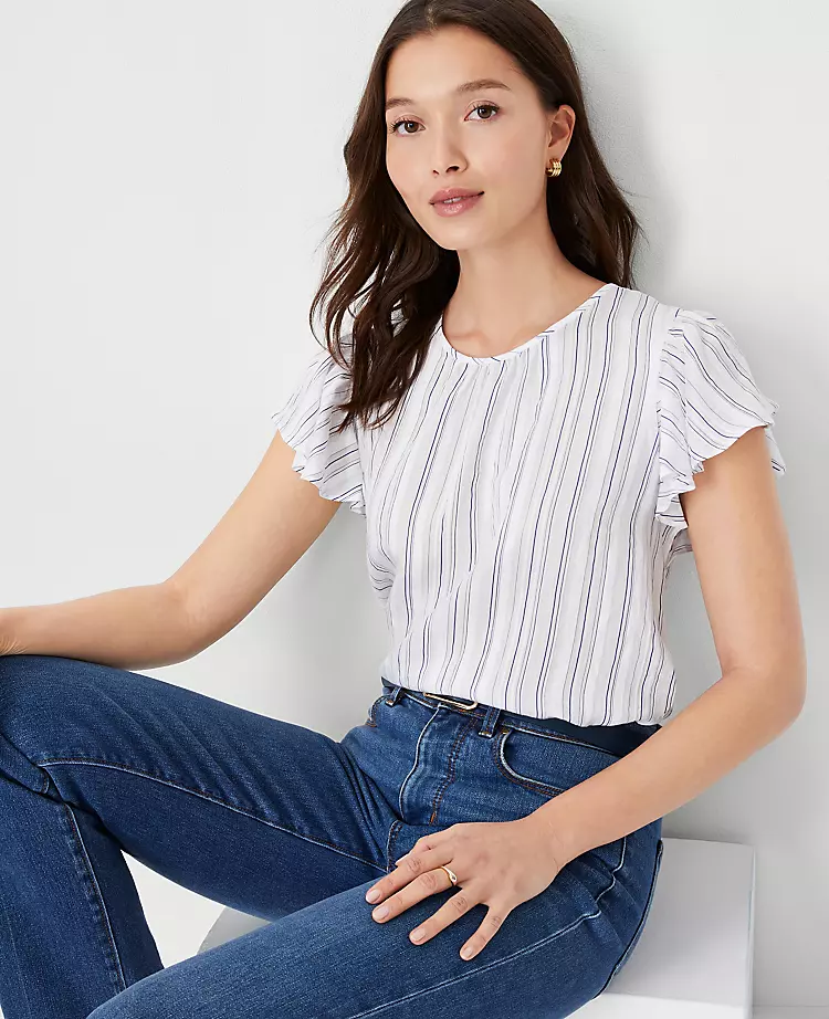 Striped Ruffle Sleeve Top 1 Striped Ruffle Sleeve Top