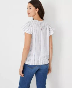 Striped Ruffle Sleeve Top 5 Striped Ruffle Sleeve Top -Outlet Modern Muse Closet Store 608421 8756 ALT1