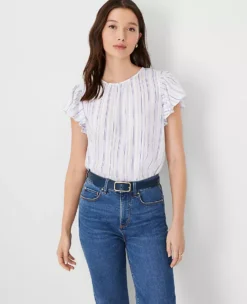 Striped Ruffle Sleeve Top 6 Striped Ruffle Sleeve Top -Outlet Modern Muse Closet Store 608421 8756 ALT2