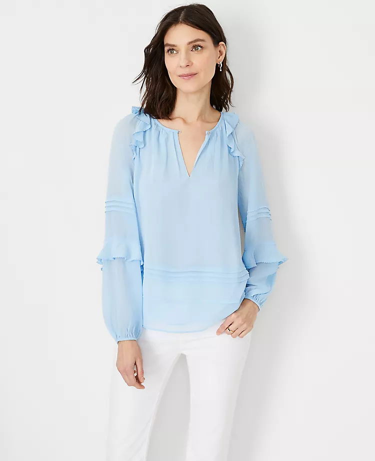Pintucked Ruffle Sleeve Top - Image 3