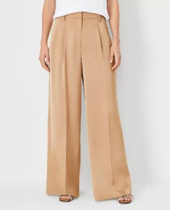 The Pleated Wide Leg Pant In Satin