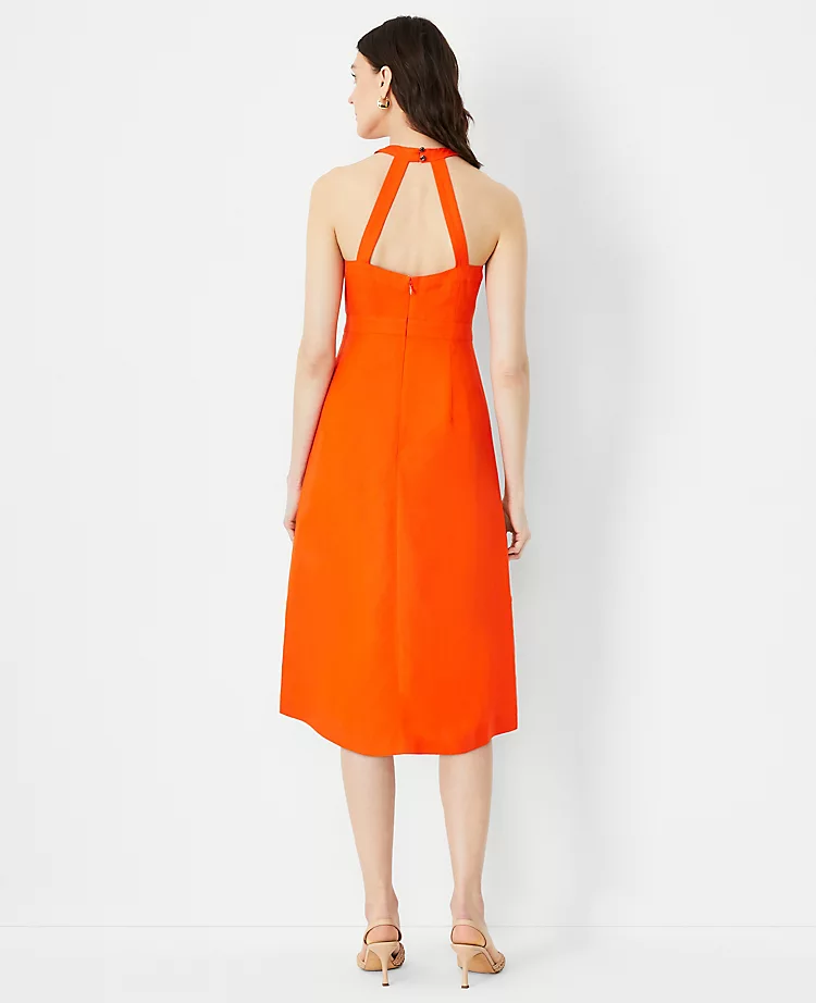 Linen Blend Halter Flare Dress - Image 2