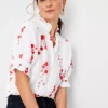 Floral Ruffle Button Top
