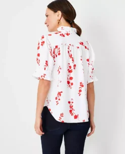 Floral Ruffle Button Top -Outlet Modern Muse Closet Store 608771 9000 ALT1