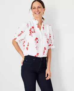 Floral Ruffle Button Top -Outlet Modern Muse Closet Store 608771 9000 ALT2