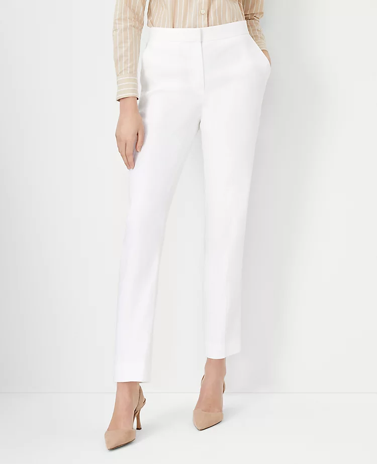 The Eva Ankle Pant In Herringbone Linen Blend