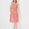 Striped Crossover Neck Wrap Dress