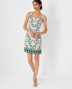 Border Floral Sheath Dress