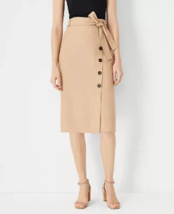 Button Wrap Pencil Skirt