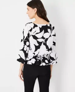 Floral Shadow Smocked Waist Top -Outlet Modern Muse Closet Store 609420 2222 ALT1