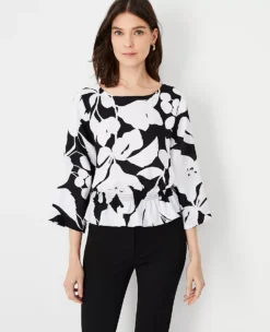 Floral Shadow Smocked Waist Top -Outlet Modern Muse Closet Store 609420 2222 ALT2