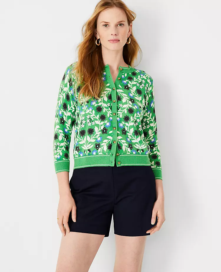 Floral 3/4 Sleeve Ann Cardigan